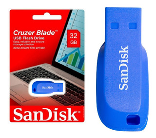 FLASH MEMORY SANDISK 32GB CRUZER BLADE USB ELECTRIC BLUE