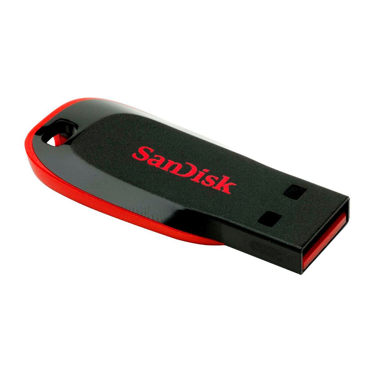 FLASH MEMORY SANDISK 32GB CRUZER BLADE USB NEGRO-ROJO